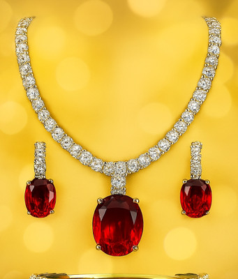 BLACKMA Brass Silver Red, Silver Jewellery Set(Pack of 3)