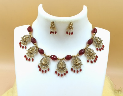 Joyful Alloy Gold-plated Red, Gold Jewellery Set(Pack of 1)