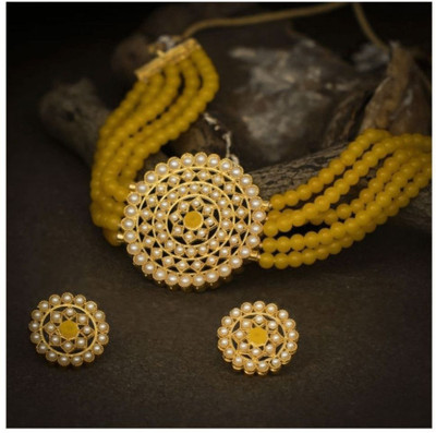 Lathar Alloy Yellow Jewellery Set(Pack of 1)