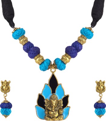 TAP Fashion Brass Gold-plated Blue Jewellery Set(Pack of 1)