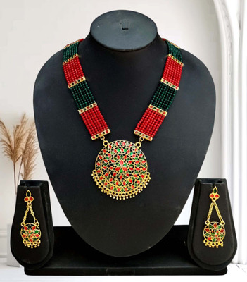 balaji gold Copper Gold-plated Red, Green Jewellery Set(Pack of 1)