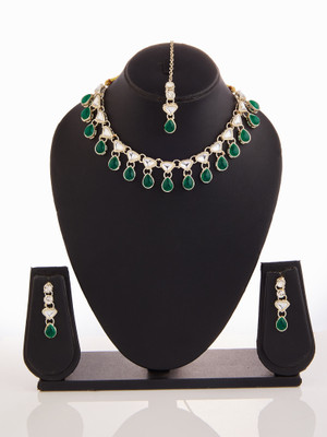 LD GEMS Alloy Gold-plated Brown, Green, Silver Jewellery Set(Pack of 1)