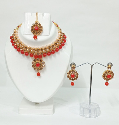 AMHRIK IMITATION Alloy Red Jewellery Set(Pack of 1)