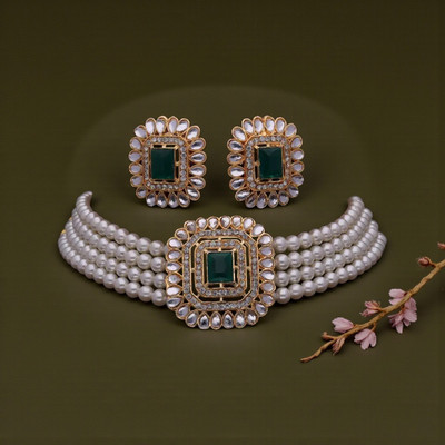 dpd Crystal, Alloy Gold-plated Green Jewellery Set(Pack of 1)