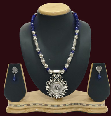 HARIHARA FASHION Oxidised Silver Blue Jewellery Set(Pack of 1)