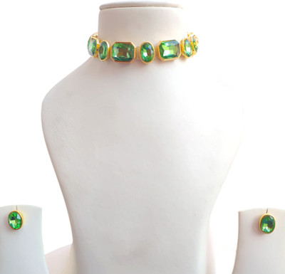 Buybox Metal Gold-plated Green Jewellery Set(Pack of 1)