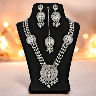 Lucky Jewellery Alloy Silver Jewellery Set(Pack of 4)