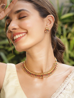 RUBANS Brass Gold-plated Gold Jewellery Set(Pack of 1)