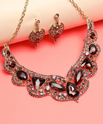 SOHI Alloy Gold-plated Red Jewellery Set(Pack of 3)