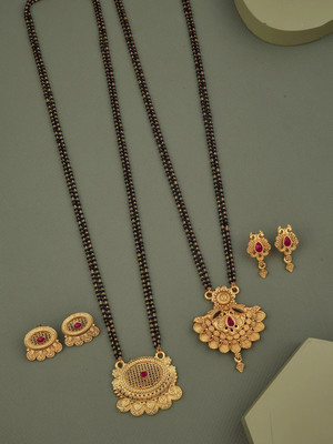 Seora Alloy Gold-plated Gold, Black Jewellery Set(Pack of 6)