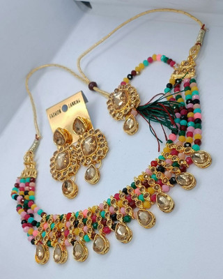 suman jewellers Alloy Gold-plated Multicolor Jewellery Set(Pack of 1)