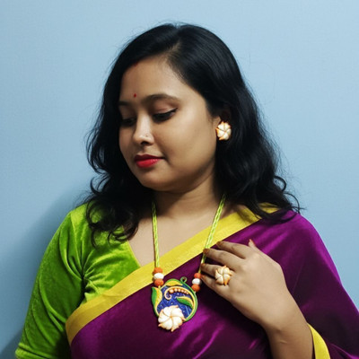 ichchhapuron Clay White, Orange, Green, Yellow, Purple Jewellery Set(Pack of 1)