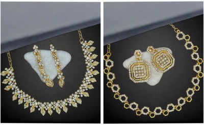 R A Enterprises Alloy Gold-plated White, Gold Jewellery Set(Pack of 6)