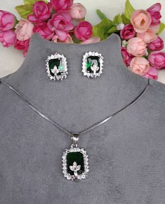 DENICRAAS Alloy Silver Silver, Green Jewellery Set(Pack of 1)