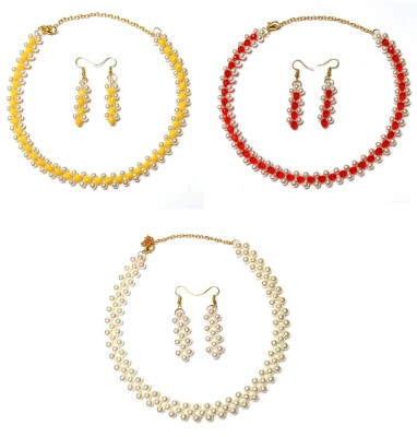 PRAGATI Alloy Yellow, Red, White Jewellery Set(Pack of 3)
