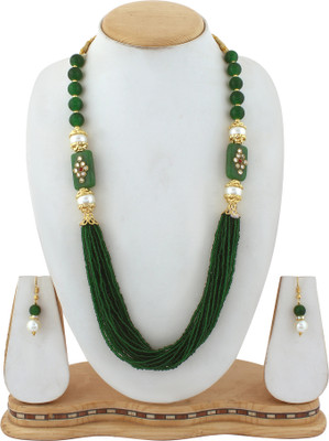 Shine Hub Alloy Gold-plated Green Jewellery Set(Pack of 1)