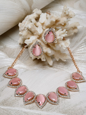 Sukkhi Alloy Gold-plated Pink Jewellery Set(Pack of 3)