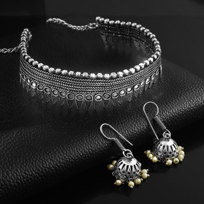 Haniya Brass, Oxidised Silver Silver Silver Jewellery Set(Pack of 2)