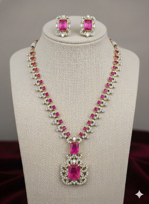 PALLIVENTS Crystal Pink Jewellery Set(Pack of 1)
