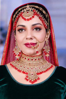 Tulsi Art Jewels Alloy Gold-plated Red Jewellery Set(Pack of 4)