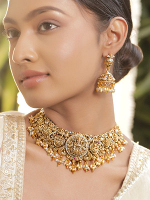 RUBANS Brass Gold-plated Gold Jewellery Set(Pack of 3)