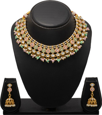 Shining Jewel Brass Brass Green Jewellery Set(Pack of 3)