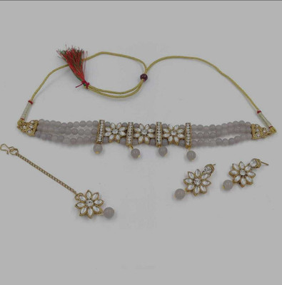 naitika arts Alloy Gold-plated Grey Jewellery Set(Pack of 1)