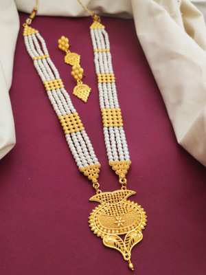 ZR JEWELS Alloy Gold-plated White, Gold Jewellery Set(Pack of 3)