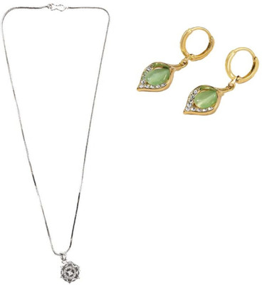 SRK Fashions Alloy Silver, Green Jewellery Set(Pack of 1)