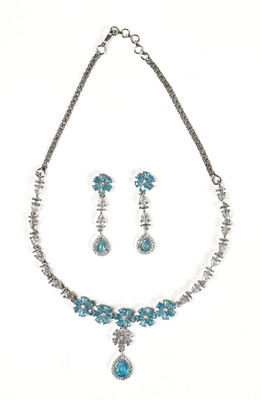 Moonron Brass Rhodium Multicolor Jewellery Set(Pack of 1)