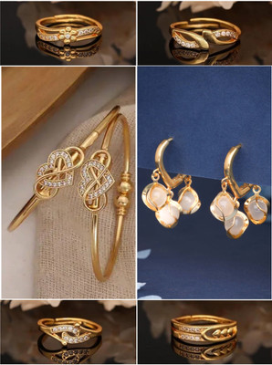 VEDDAA Brass Gold-plated Gold, White Jewellery Set(Pack of 6)