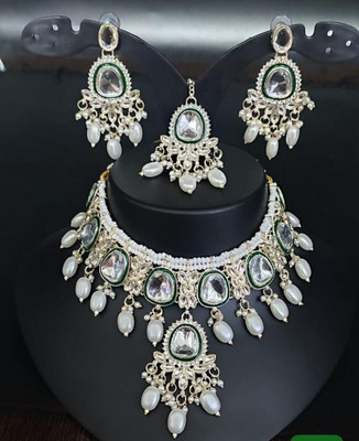 YFJ Alloy Gold-plated White Jewellery Set(Pack of 4)