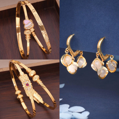 Divastri Brass Gold-plated Purple, Black Jewellery Set(Pack of 3)