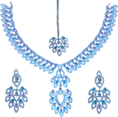 Krishna Creations JP Alloy Silver Blue Jewellery Set(Pack of 4)