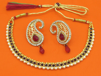 SHREE MAULI CREATION Alloy Gold-plated Maroon, Gold Jewellery Set(Pack of 3)