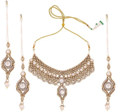 Jewels Capital Brass Gold-plated White Jewellery Set(Pack of 4)