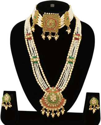 mumsun Alloy Gold-plated White Jewellery Set(Pack of 1)
