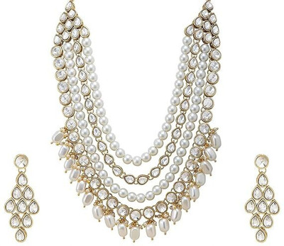 ANHA Alloy Gold-plated White Jewellery Set(Pack of 3)
