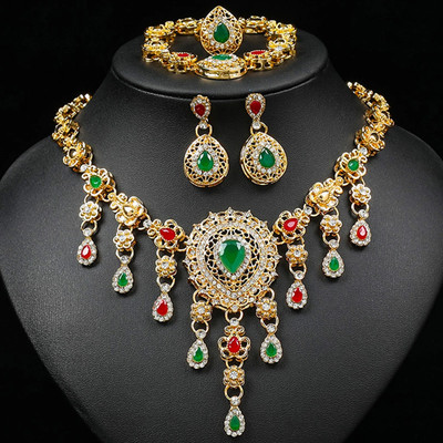 Gehney joy of jewels Copper Gold-plated Red, Green Jewellery Set(Pack of 5)