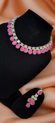 BB trades Dori, Alloy Silver Pink Jewellery Set(Pack of 1)