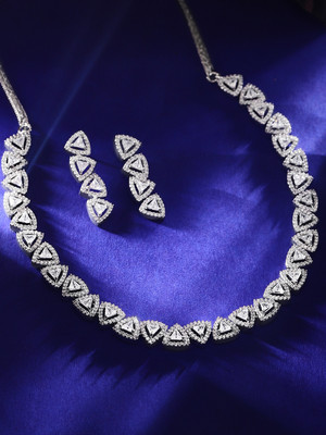 RUBANS Brass Rhodium Silver Jewellery Set(Pack of 2)