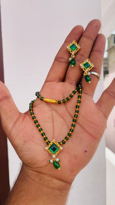 MK Gallery Brass Green Jewellery Set(Pack of 1)