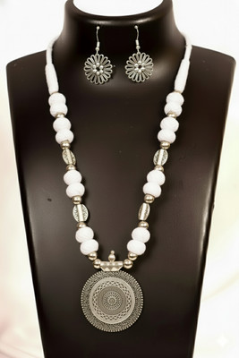 A S enterprize Oxidised Silver White Jewellery Set(Pack of 1)