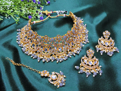 VATSALYA creation Alloy Gold-plated Grey Jewellery Set(Pack of 1)