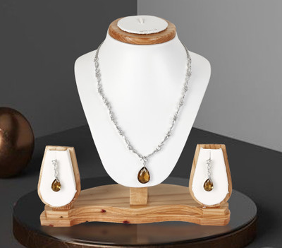 GEMRON JEWEL Brass Rhodium Brown, Silver Jewellery Set(Pack of 1)