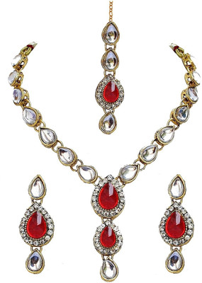 Nivaan Alloy Gold-plated Red, Gold Jewellery Set(Pack of 1)