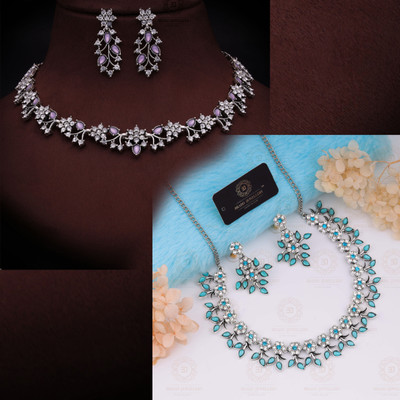 brado jewellery Brass Gold-plated Silver, Purple, Blue Jewellery Set(Pack of 2)