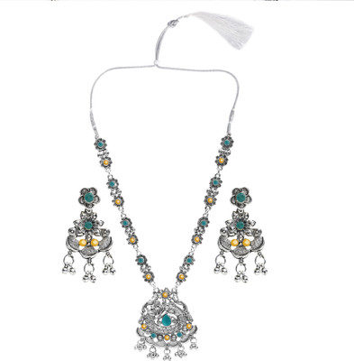 Diva creation Oxidised Silver Black Silver Green, Yellow Jewellery Set(Pack of 1)