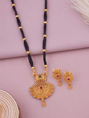 house of common Brass Gold-plated Gold, Black Jewellery Set(Pack of 1)