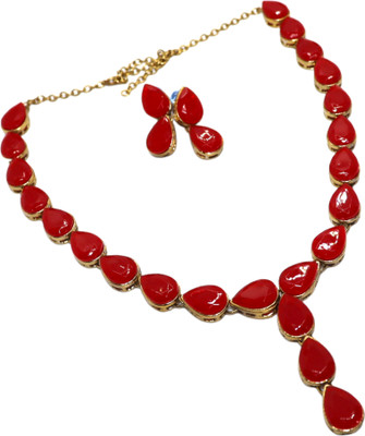JN Handicraft Alloy Red Jewellery Set(Pack of 1)